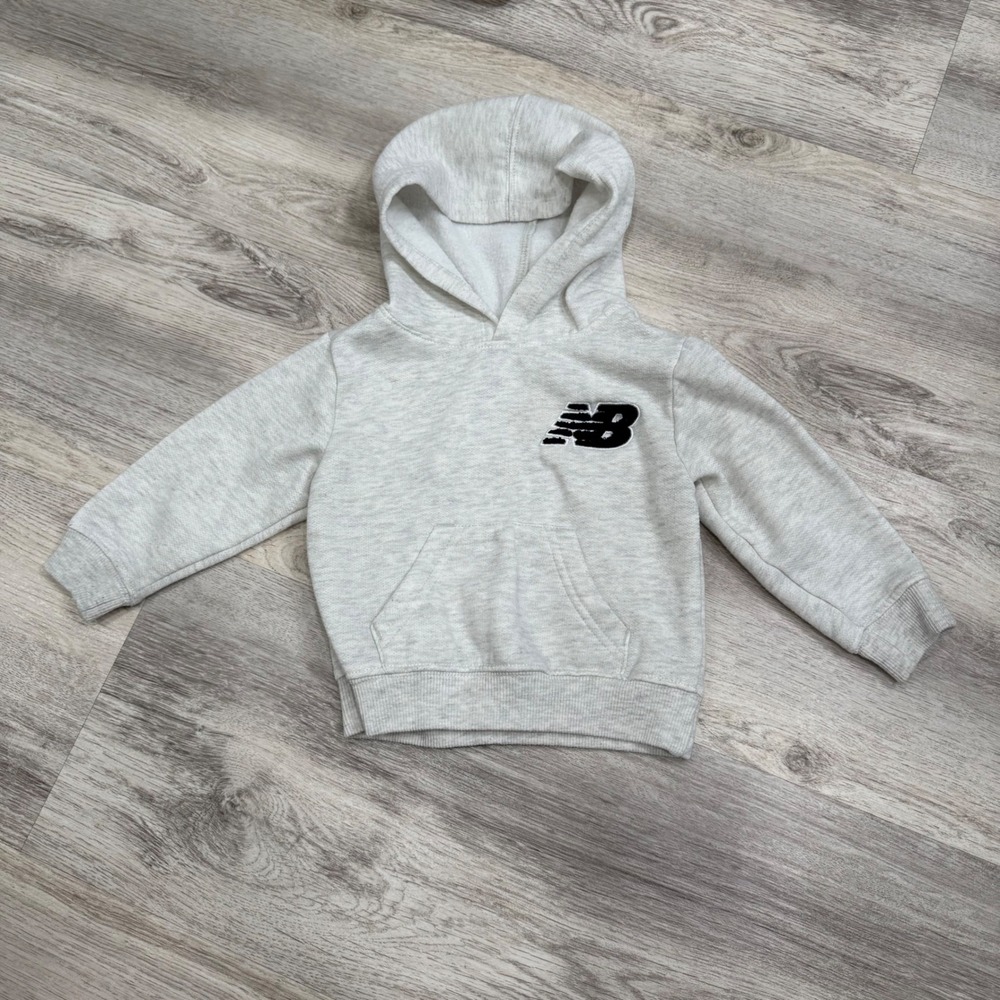New Balance Toddler Boys Grey Heather Fleece Pullover Hoodie 18M Logo